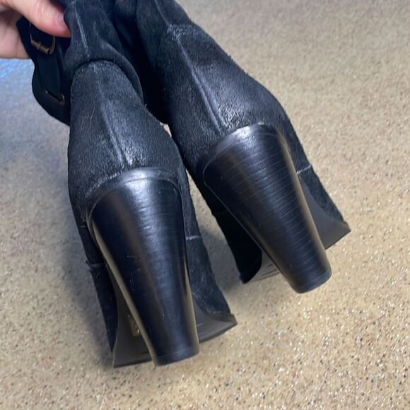 Zodiac “Pandell” Black Distressed Suede Scrunch Shaft Heeled Boots sz 6.5 - Picture 7 of 11